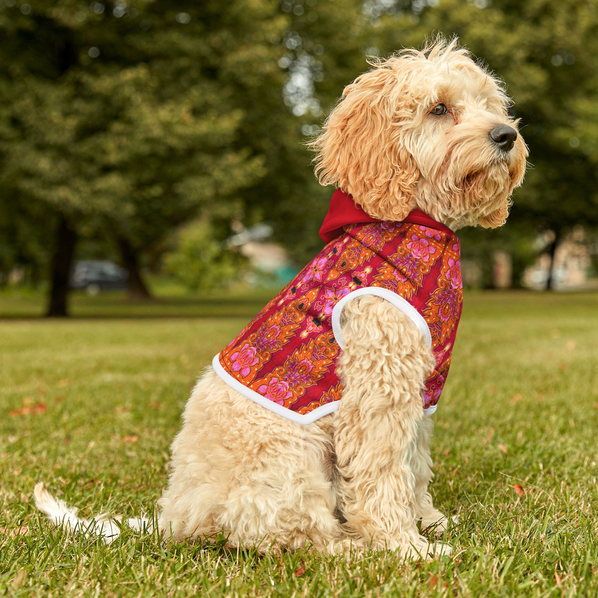 Bohemian Bright Fuchsia & Orange Geometric Pattern Cat & Dog Pet Hoodie - (S.e.P.T.™) - Image 6