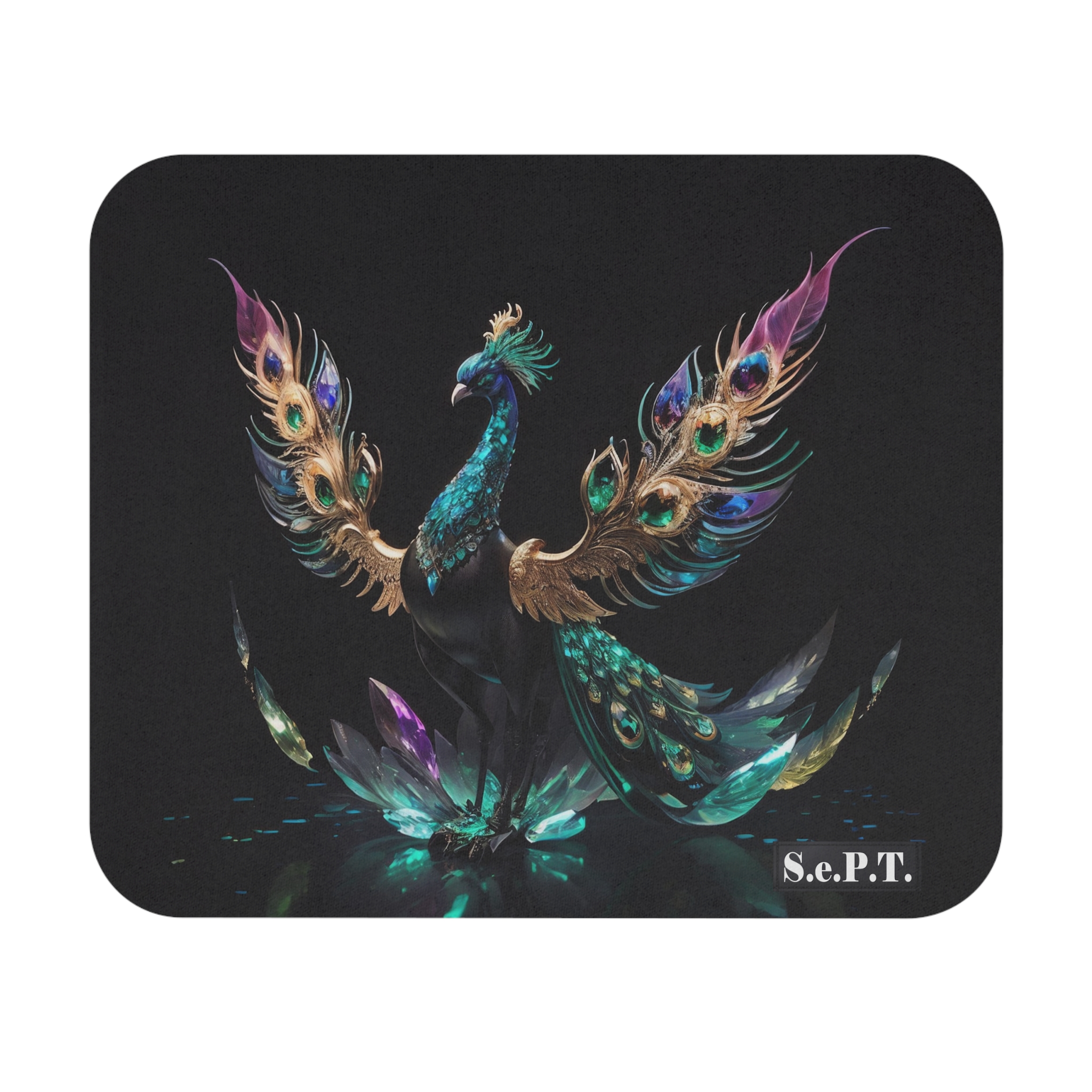 Peacock Jeweled Majesty Colorful Faceted Gemstones - Mouse Pad - (S.e.P.T.)