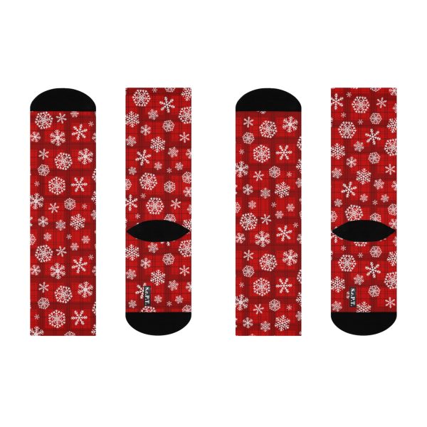 Holiday Cheer Red Tartan Snowflake Cushioned Crew Socks (S.e.P.T.) - Image 4