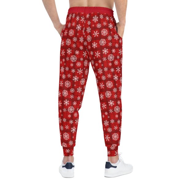 Holiday Cheer Red Tartan Snowflake Athletic Joggers (AOP) - Image 5
