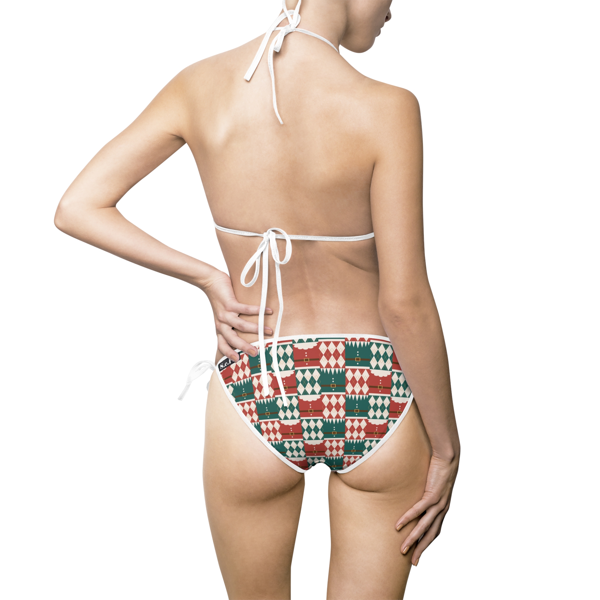 Holiday Santa Suit & Harlequin Quilt Women's Bikini Swimsuit (S.e.P.T.™) - Image 3