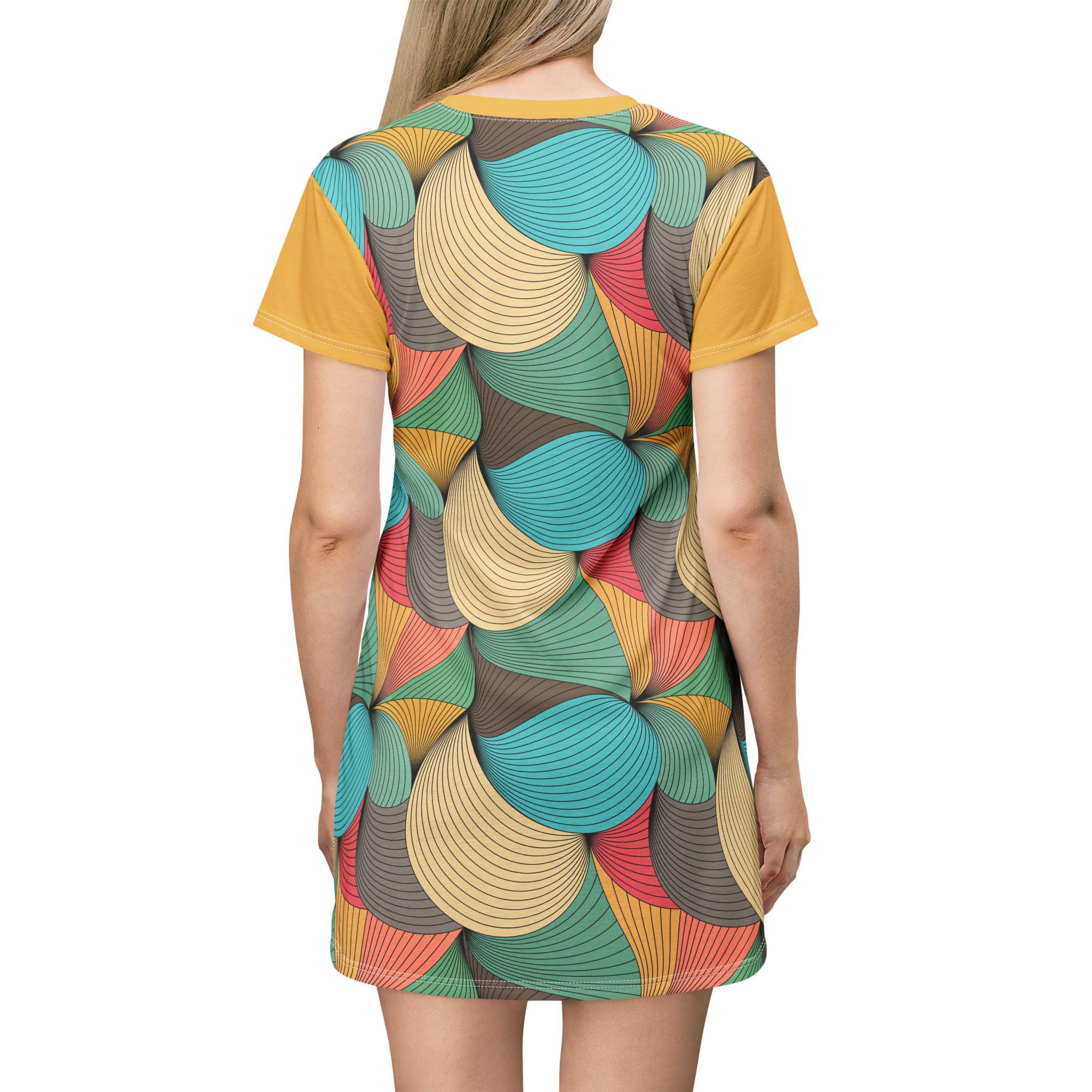 Mid-Century Modern Wavy Abstract T-Shirt Dress (S.e.P.T.™) - Image 4
