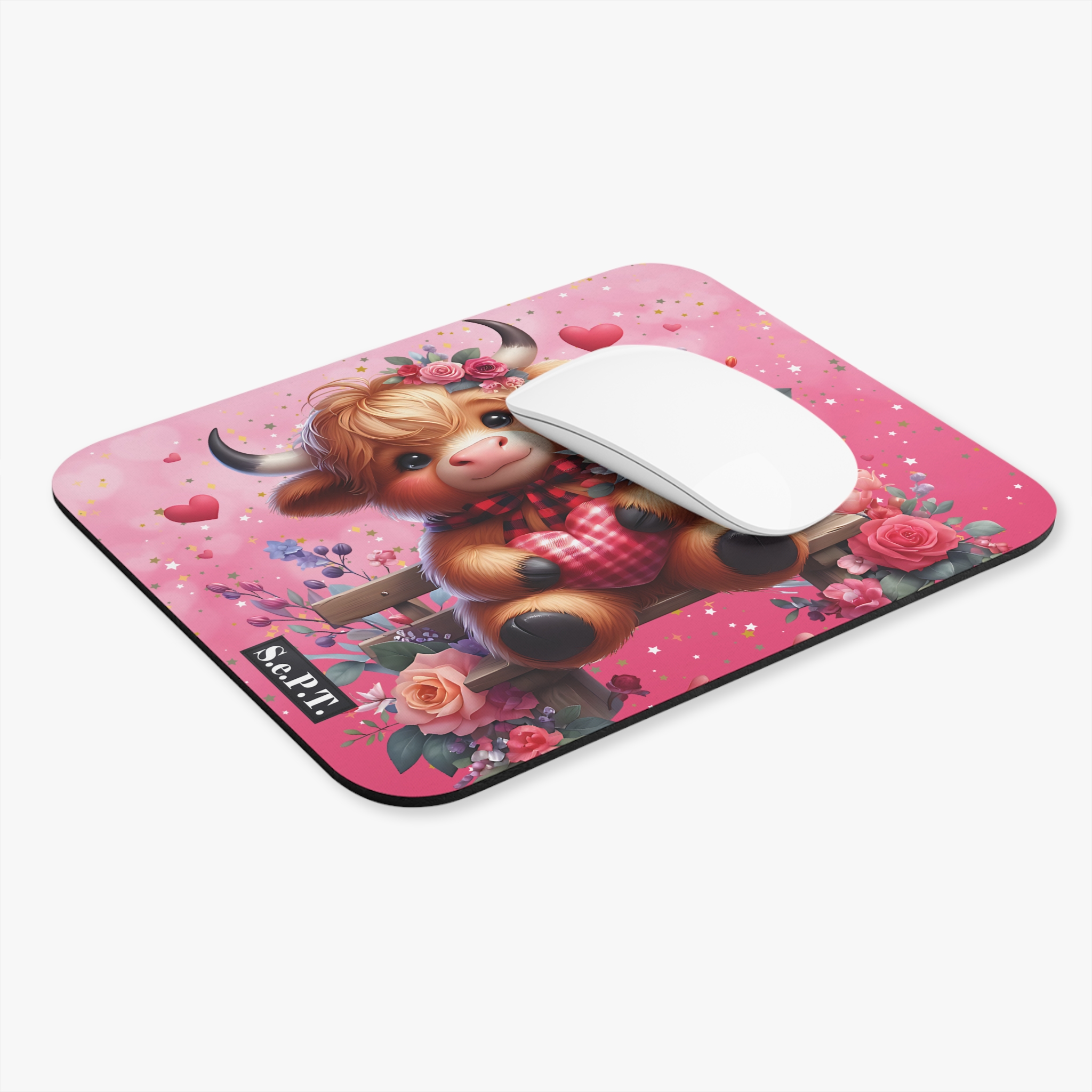 Valentine's Baby Highland Cow (Design 21) - 9x8 Mouse Pad - (S.e.P.T.™) - Image 3