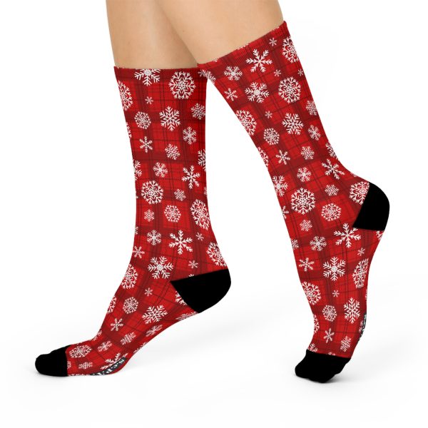 Holiday Cheer Red Tartan Snowflake Cushioned Crew Socks (S.e.P.T.) - Image 3