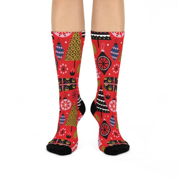 Red Holiday Cheer Cushioned Crew Socks