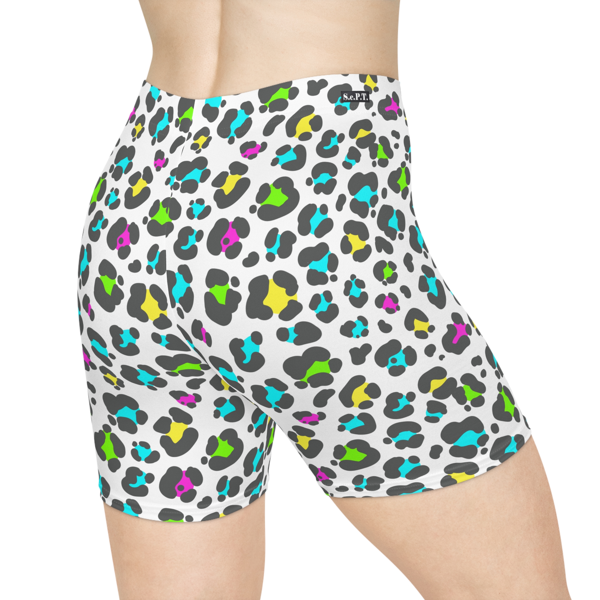 Colorful Leopard Print Women's Biker Shorts (S.e.P.T.™)