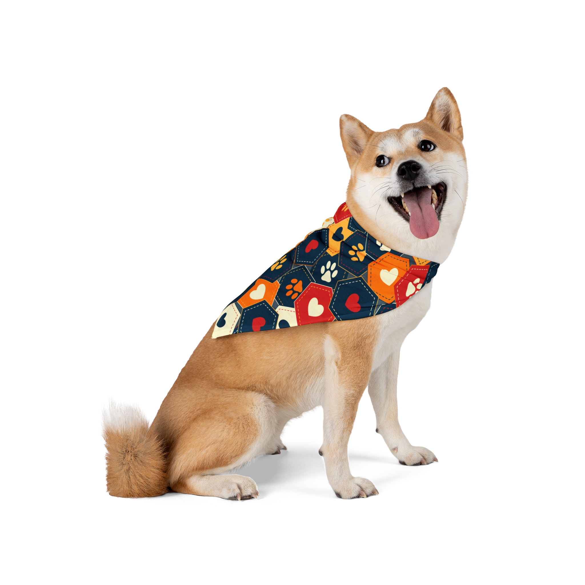 Red, Orange & Blue Pet Lover Hexagon Pet Bandana - (S.e.P.T.™) - Image 2