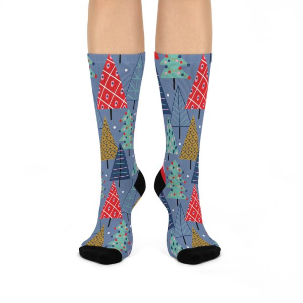 Blue Holiday Cheer Cushioned Crew Socks