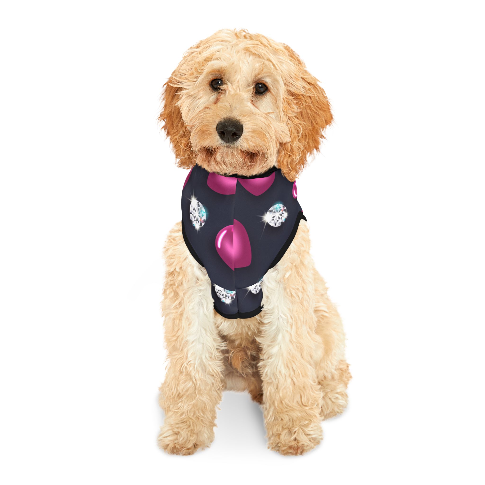 Glossy Pink Hearts and Diamonds Pet Hoodie - (S.e.P.T.) - Image 3