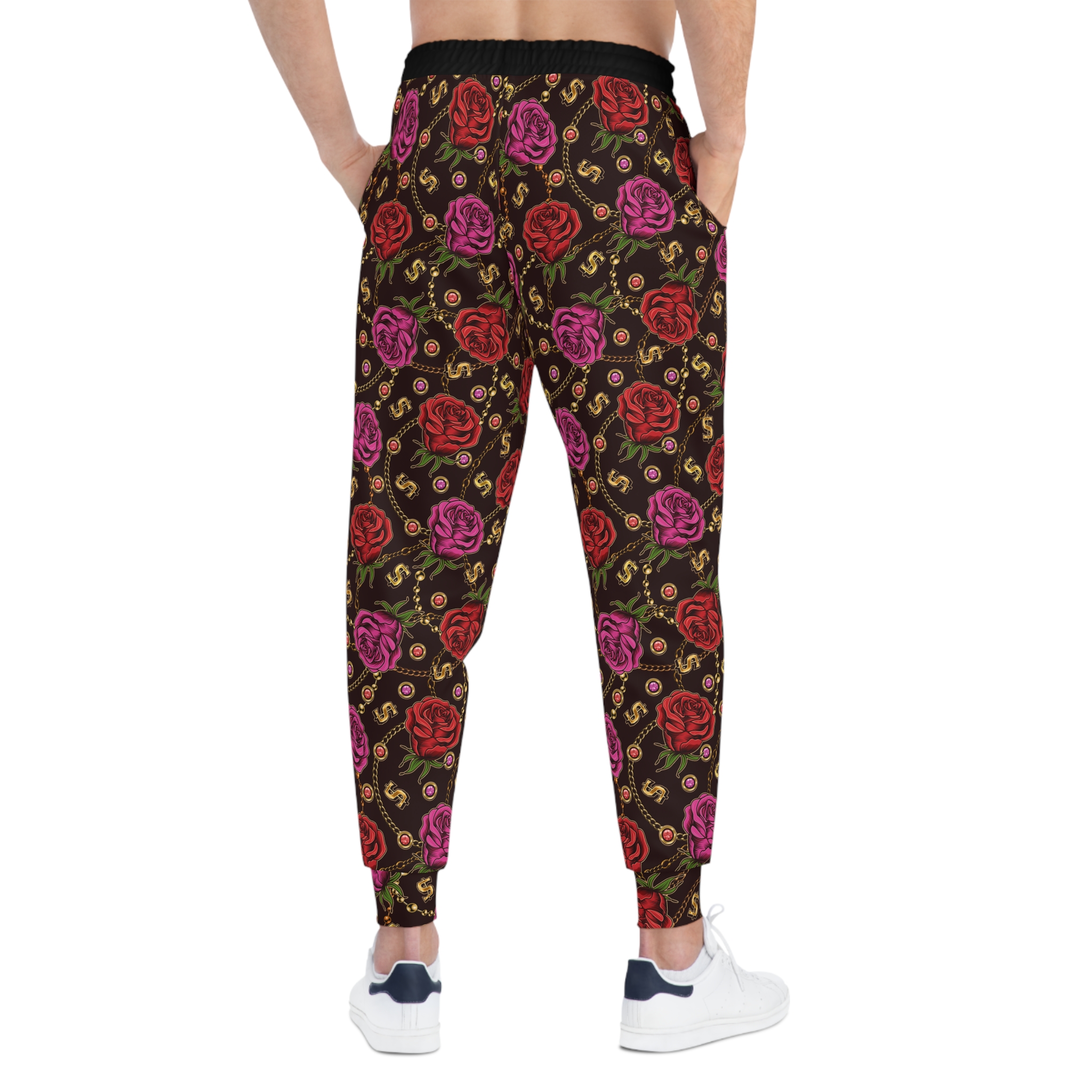 Dark Romantic Rose & Scroll Pattern Athletic Joggers (S.e.P.T.™) - Image 6