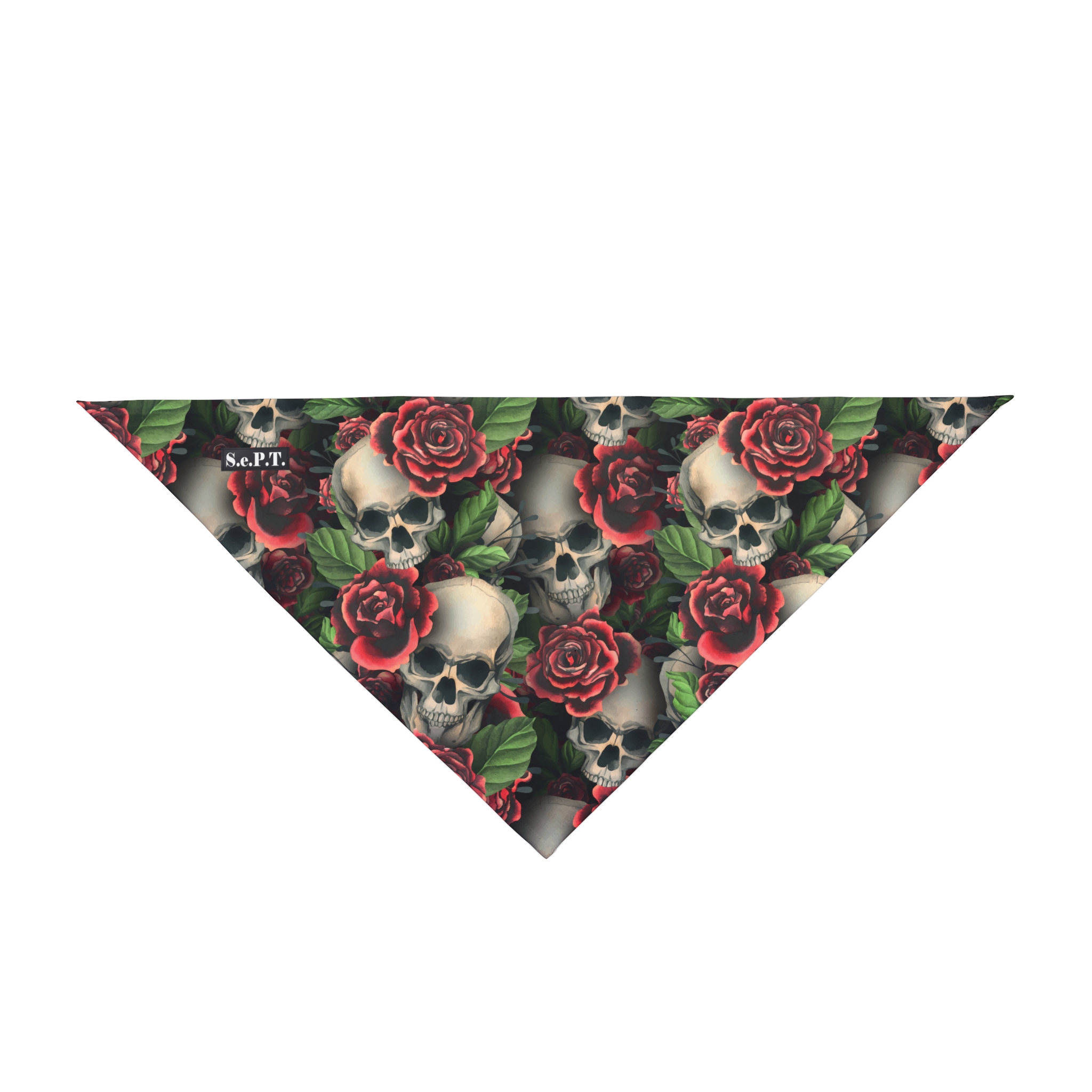 Gothic Skulls & Red Roses Print Dog Pet Bandana - (S.e.P.T.™) - Image 2