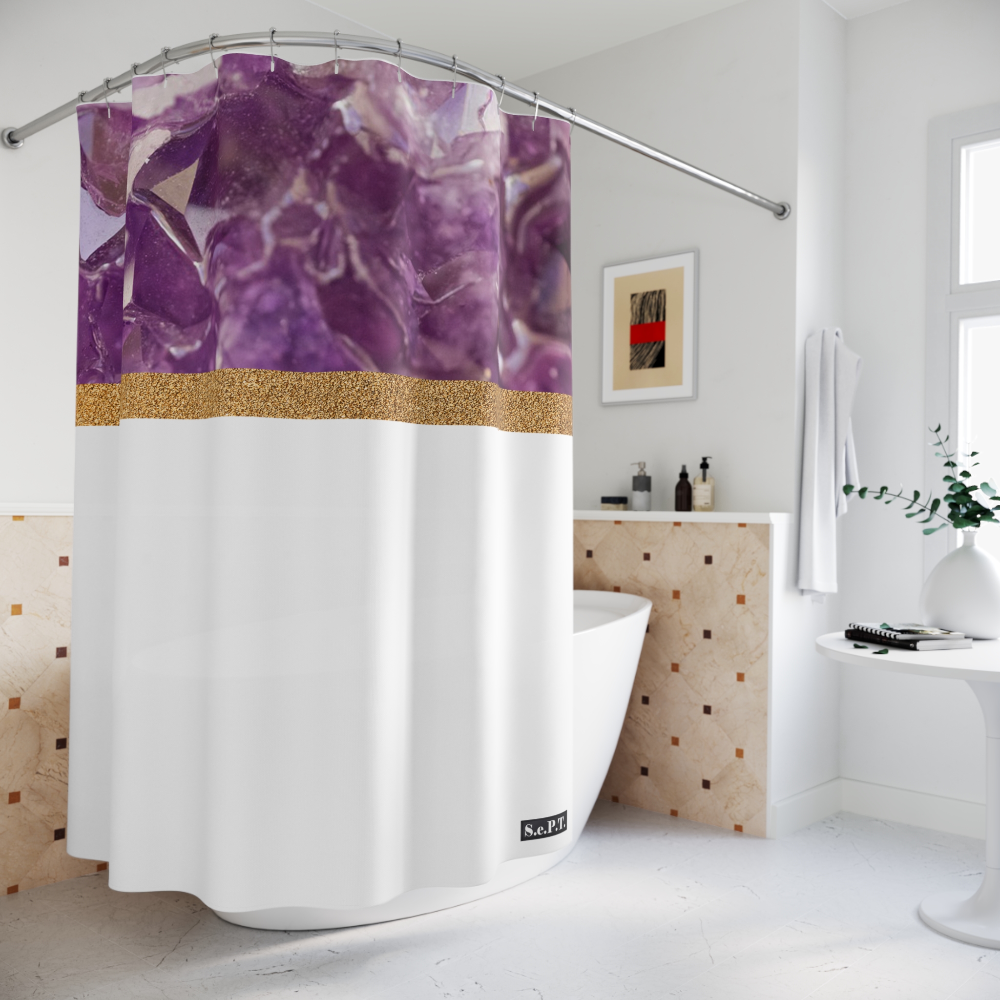 Purple Amethyst Crystal - Shower Curtain Option 3 - (S.e.P.T.) - Image 4