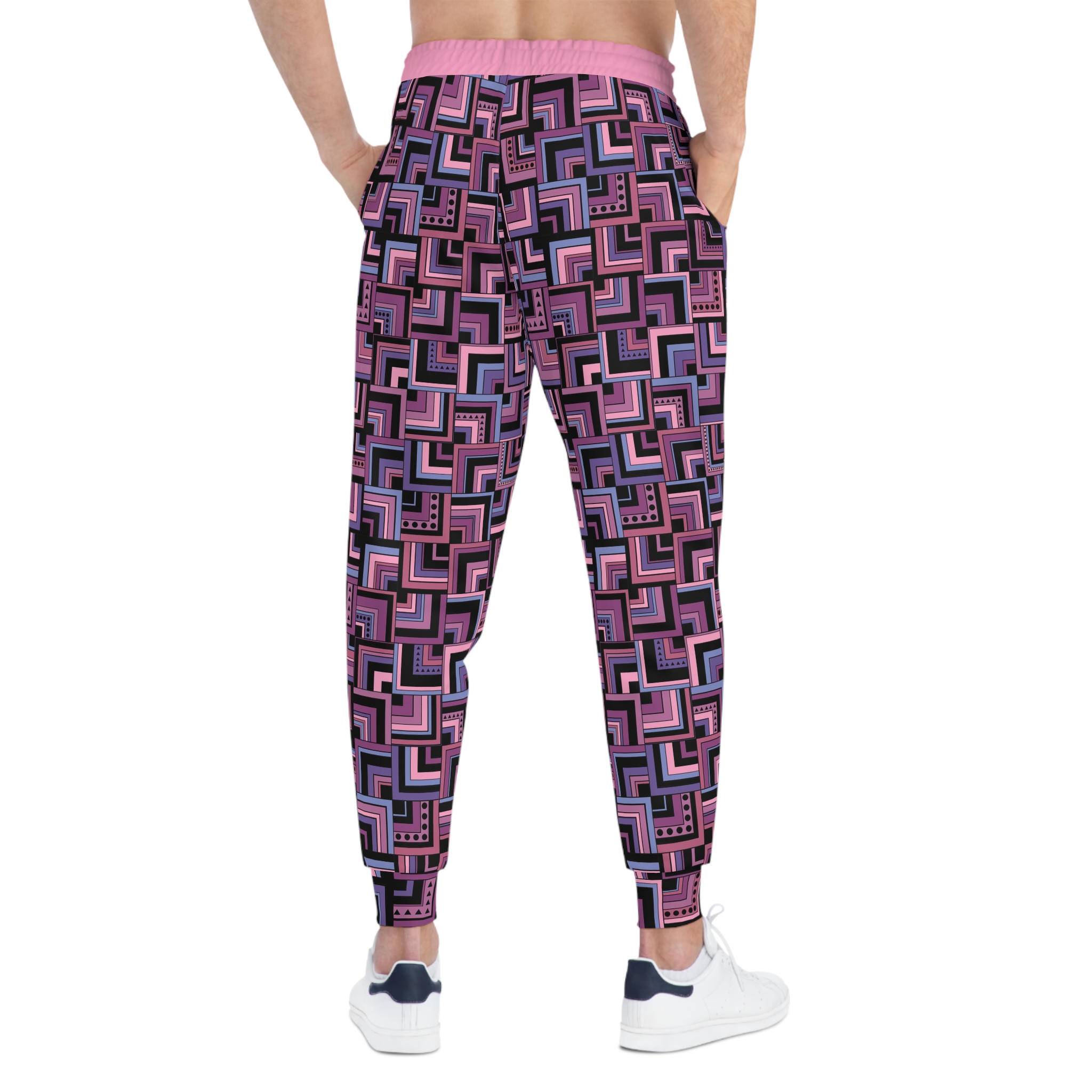 Purple Retro Corner Block Geometric Print Athletic Joggers (S.e.P.T.™) - Image 6