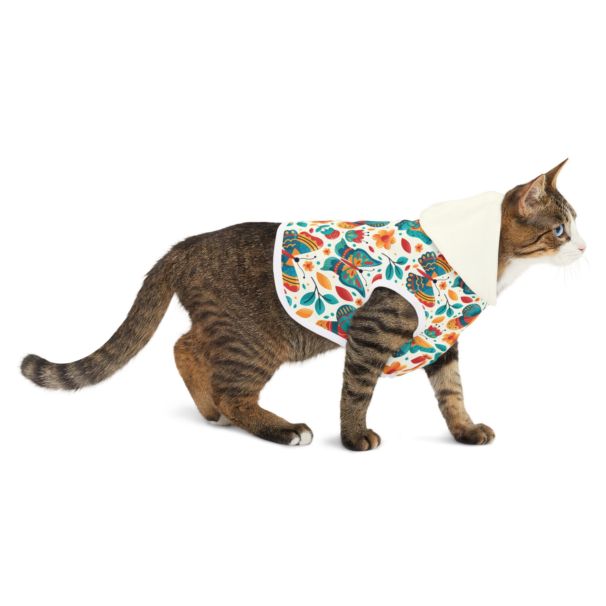 Whimsical Retro Butterfly Garden Print Cat & Dog Pet Hoodie - (S.e.P.T.™) - Image 6