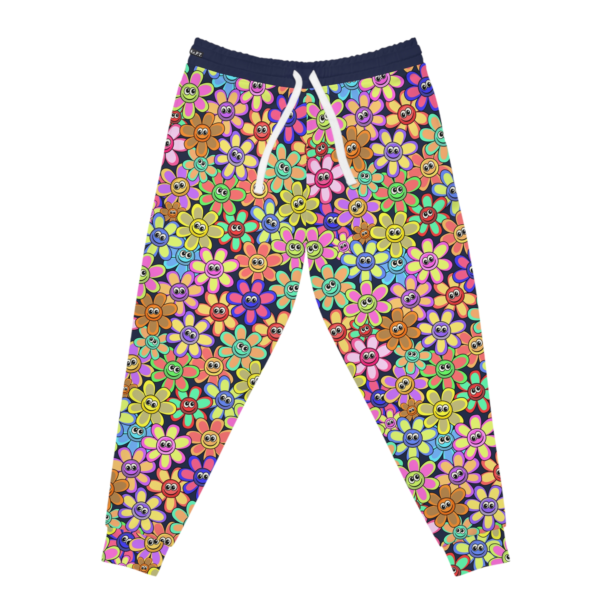Groovy Multi-Color Smiling Daisy Print w/Treasure Pockets™ Athletic Joggers (S.e.P.T.™) - Image 4