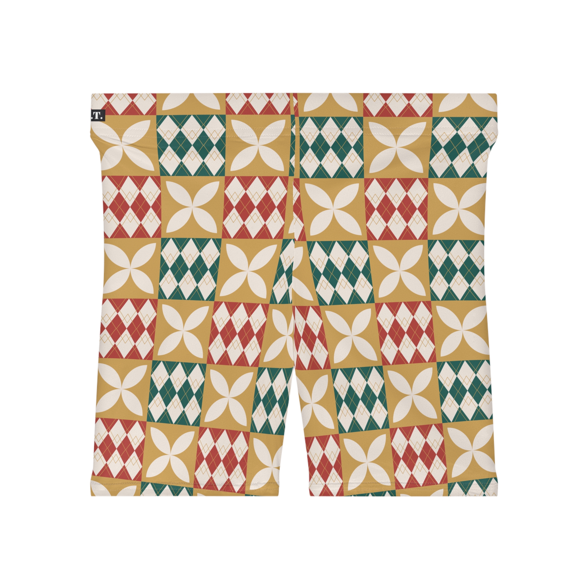 Warm Tones Holiday Harlequin Quilt Pattern Women's Biker Shorts (S.e.P.T.™) - Image 2
