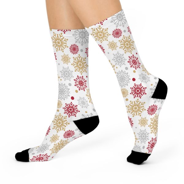 Holly Jolly Gold & Silver Snowflake Cushioned Crew Socks - Image 3