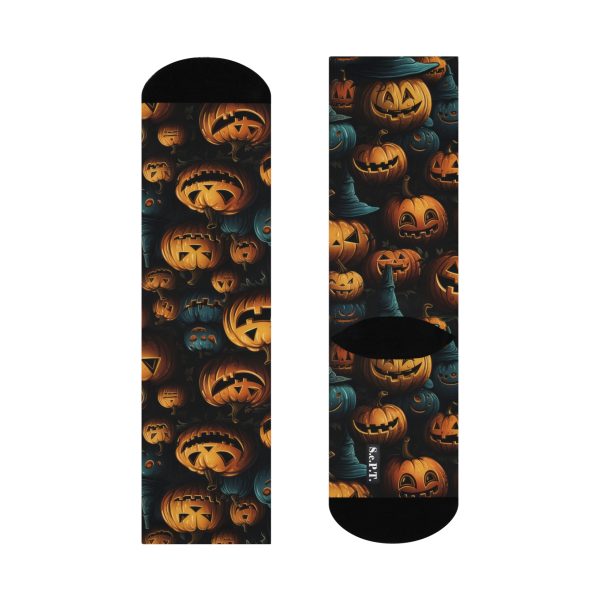 Witchy Night Blue & Orange Pumpkin Cushioned Crew Socks (S.e.P.T.) - Image 5