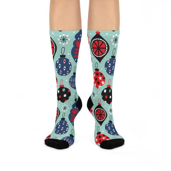Holiday Cheer Ornaments (Design #1)  Cushioned Crew Socks