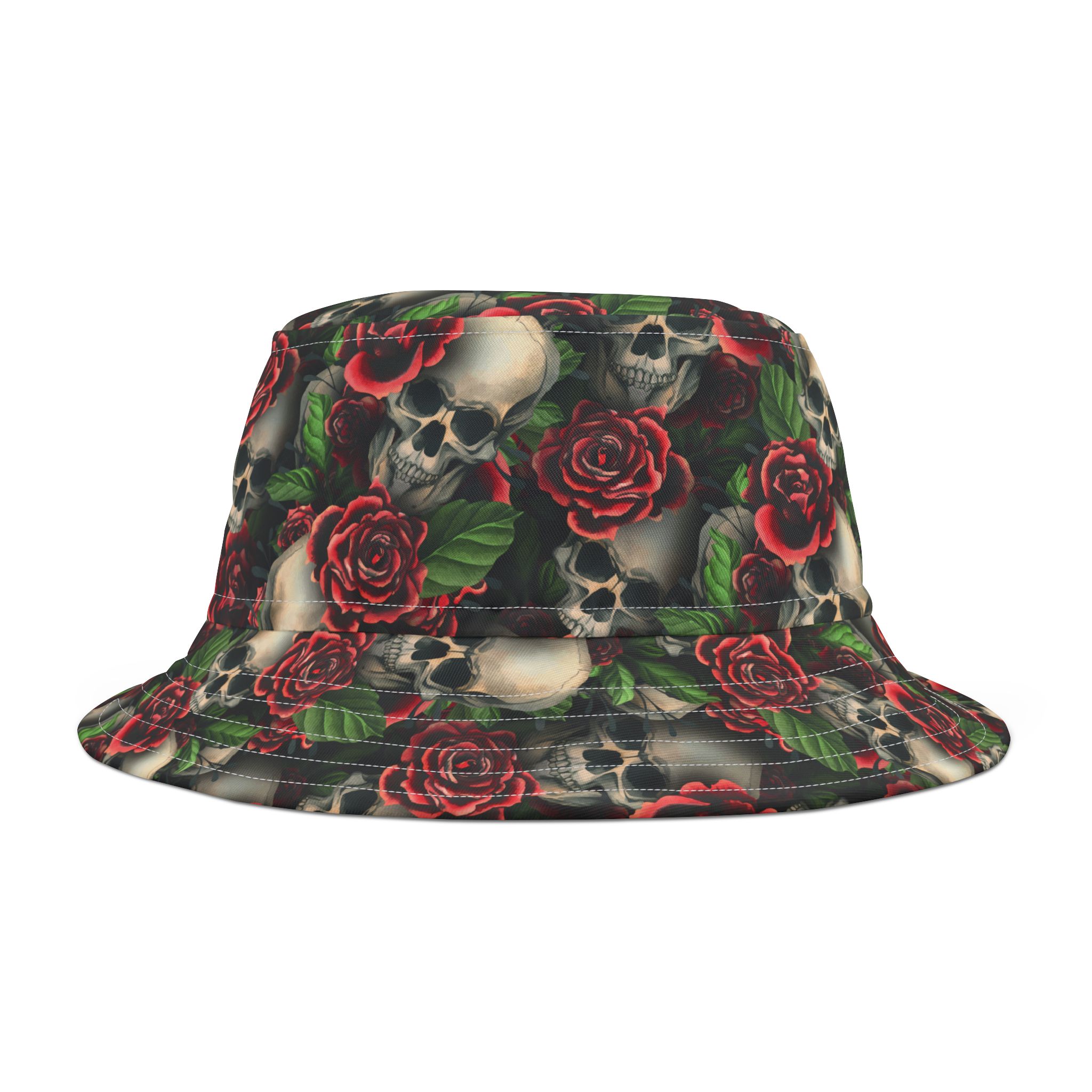Gothic Skulls & Red Roses Print Bucket Hat (S.e.P.T.™) - Image 5