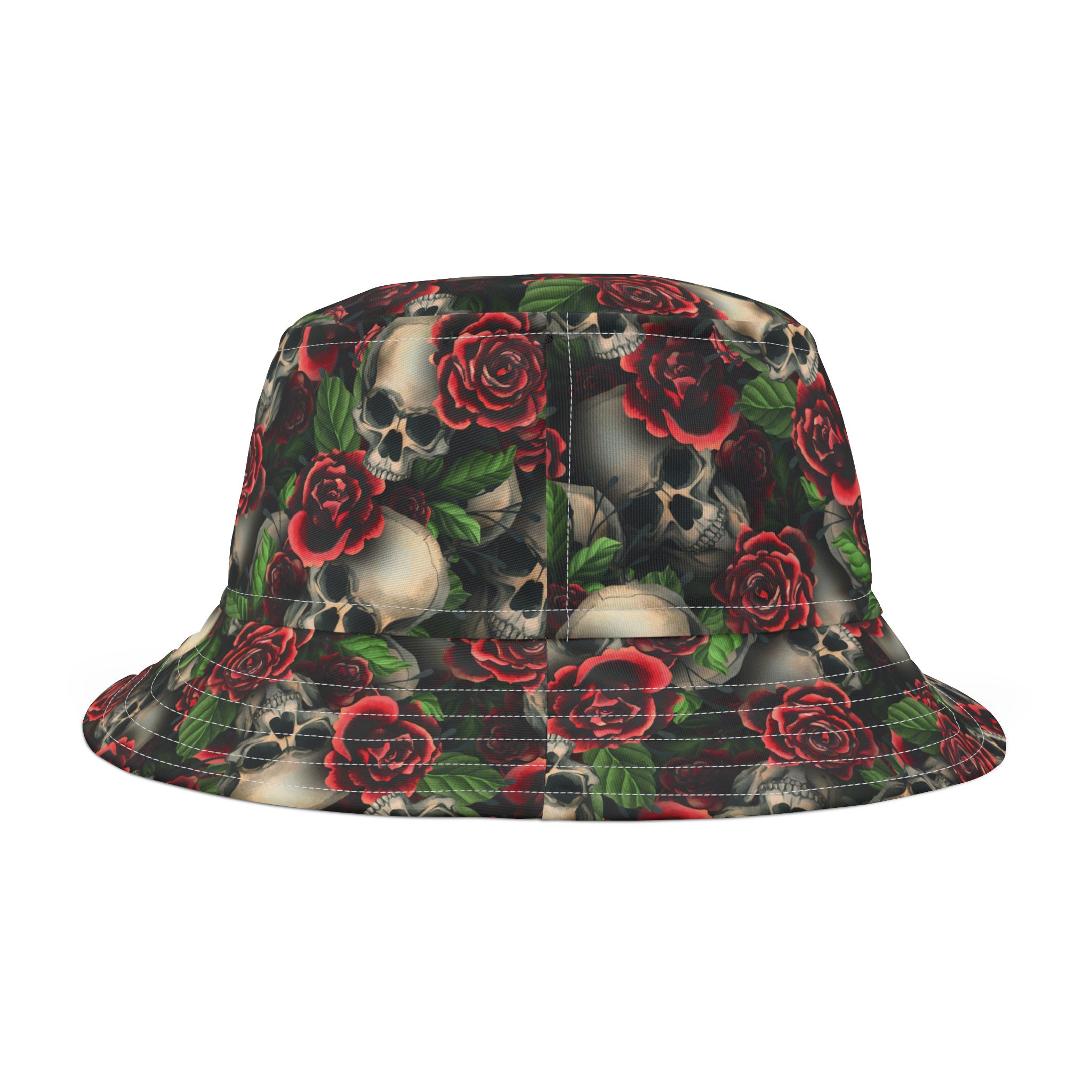 Gothic Skulls & Red Roses Print Bucket Hat (S.e.P.T.™) - Image 4