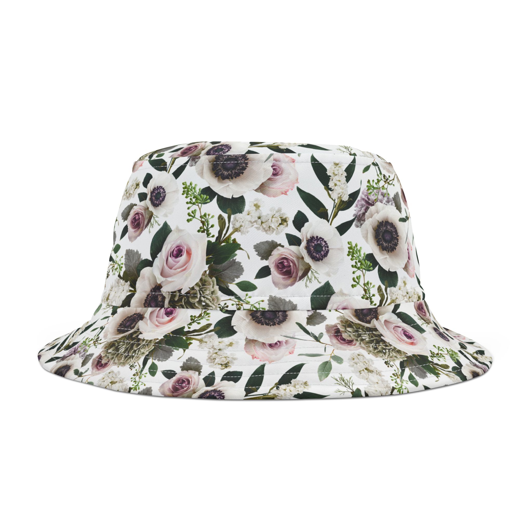 Sophisticated White Moody Floral Print Bucket Hat (S.e.P.T.™) - Image 5