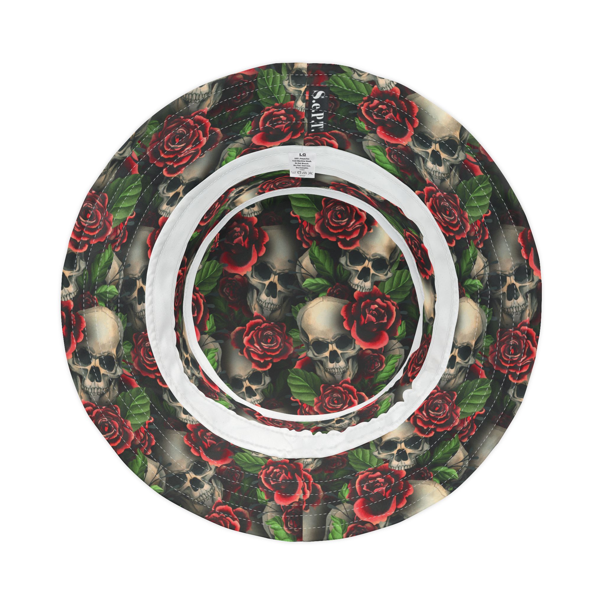 Gothic Skulls & Red Roses Print Bucket Hat (S.e.P.T.™) - Image 9