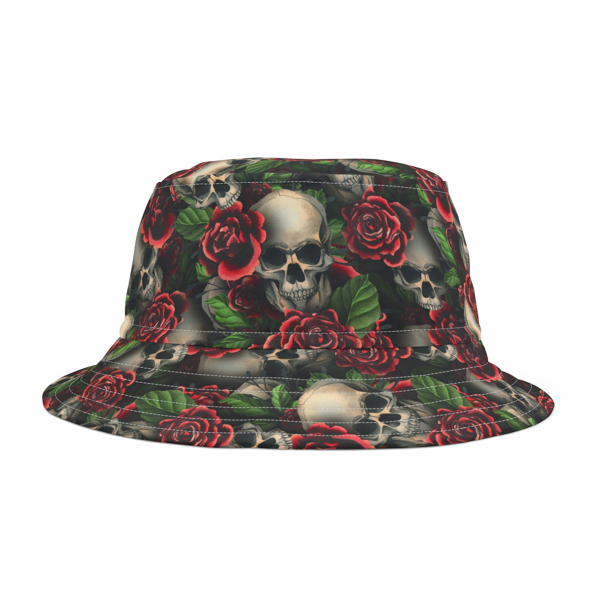 Gothic Skulls & Red Roses Print Bucket Hat (S.e.P.T.™) - Image 3