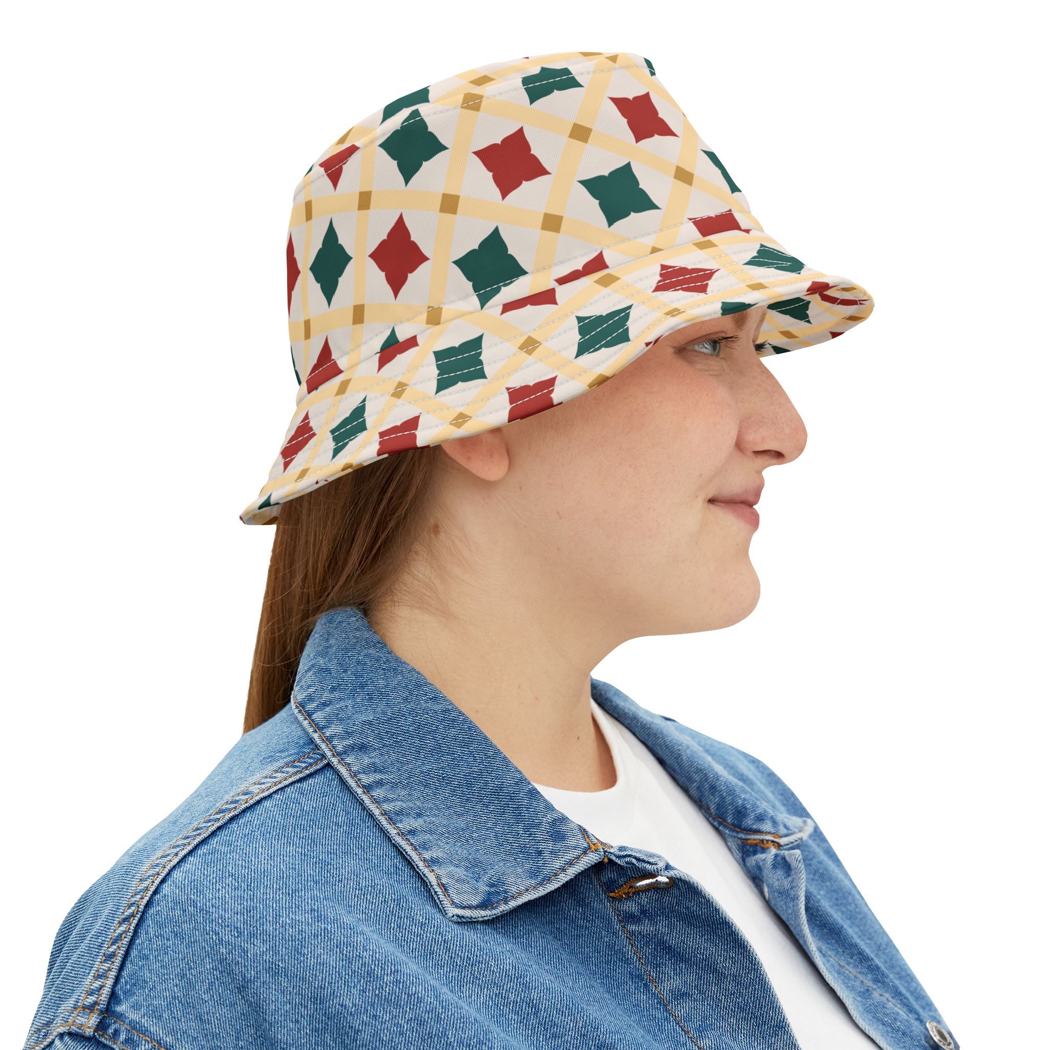 Holiday Geometric Quilt Pattern Bucket Hat (S.e.P.T.™) - Image 7