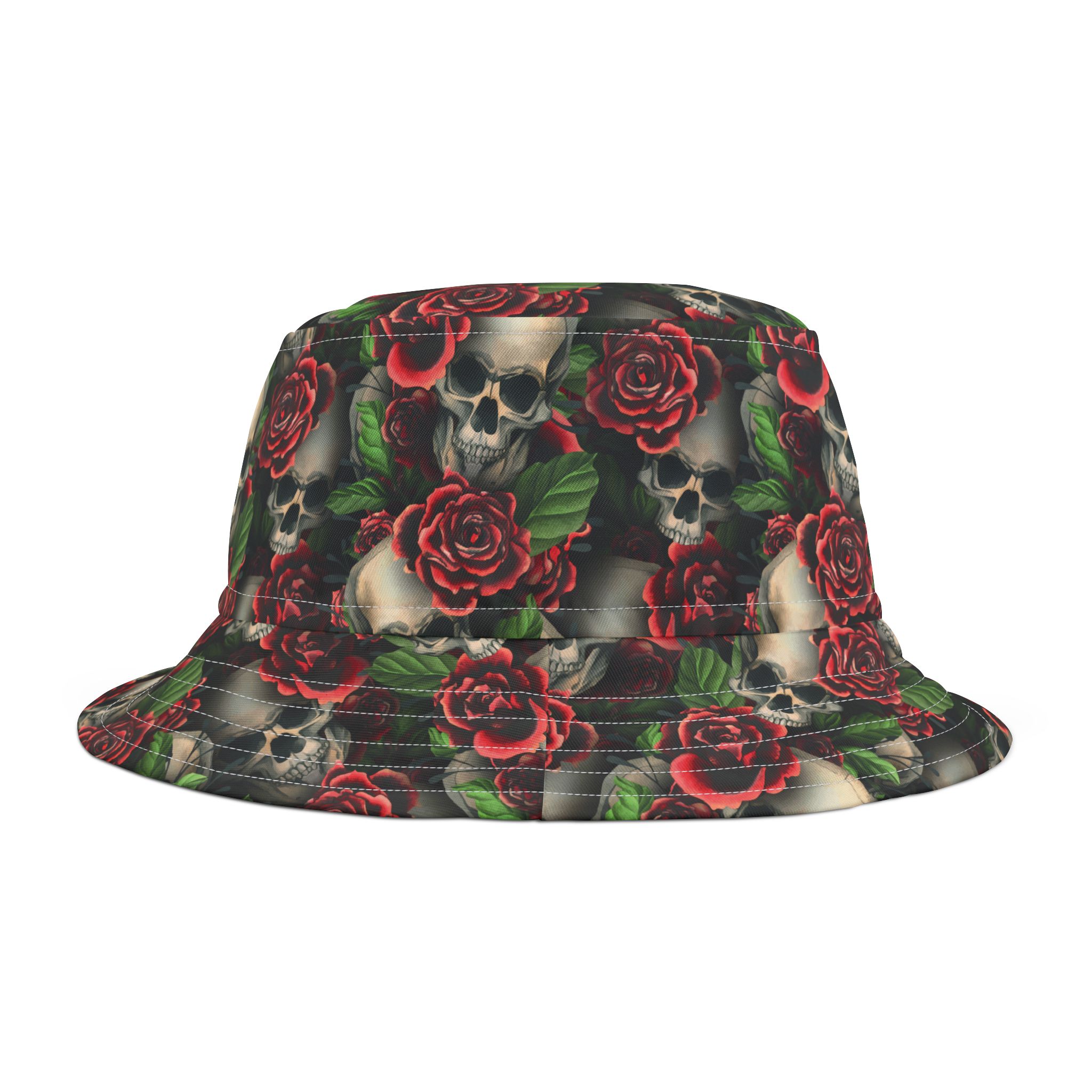 Gothic Skulls & Red Roses Print Bucket Hat (S.e.P.T.™)