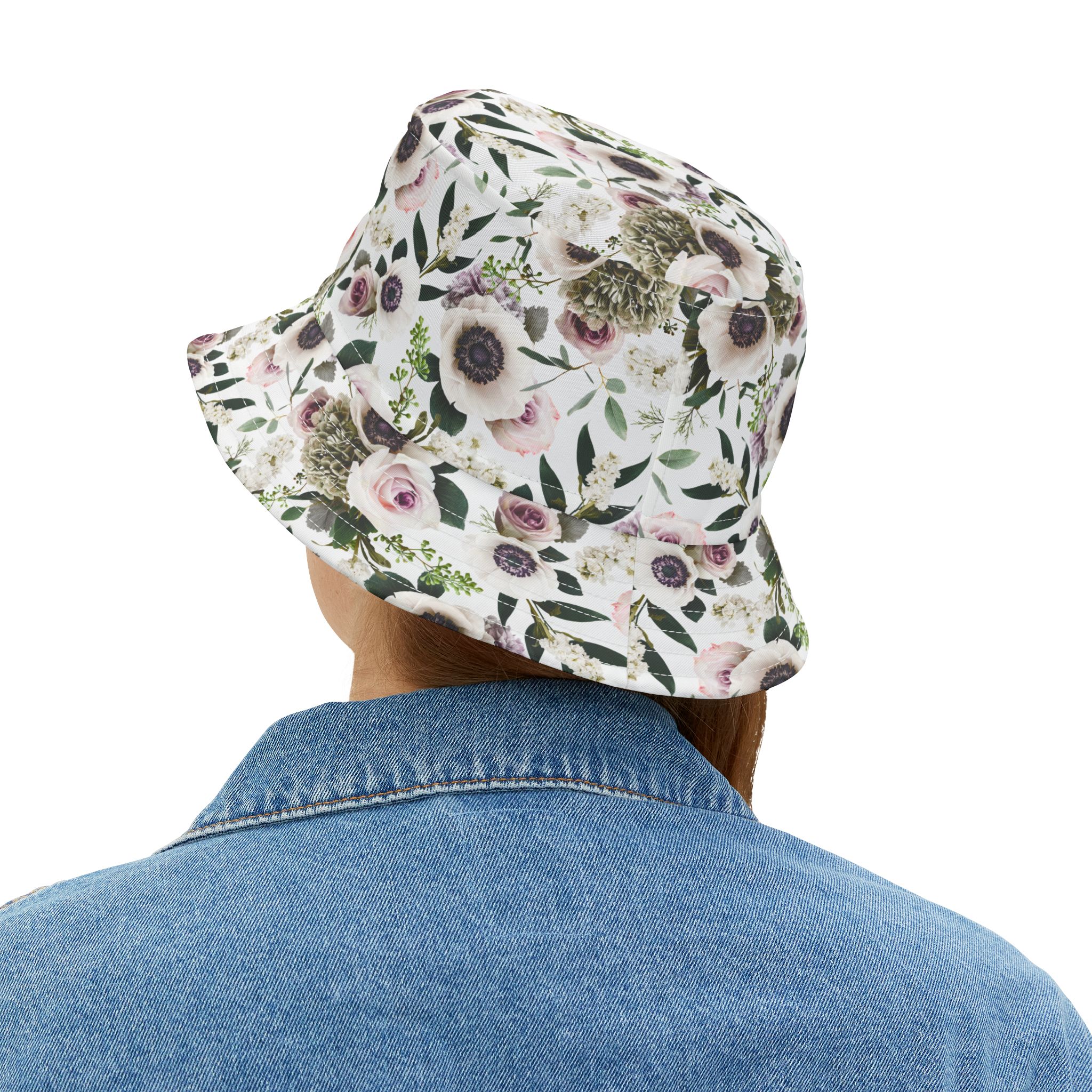 Sophisticated White Moody Floral Print Bucket Hat (S.e.P.T.™) - Image 6