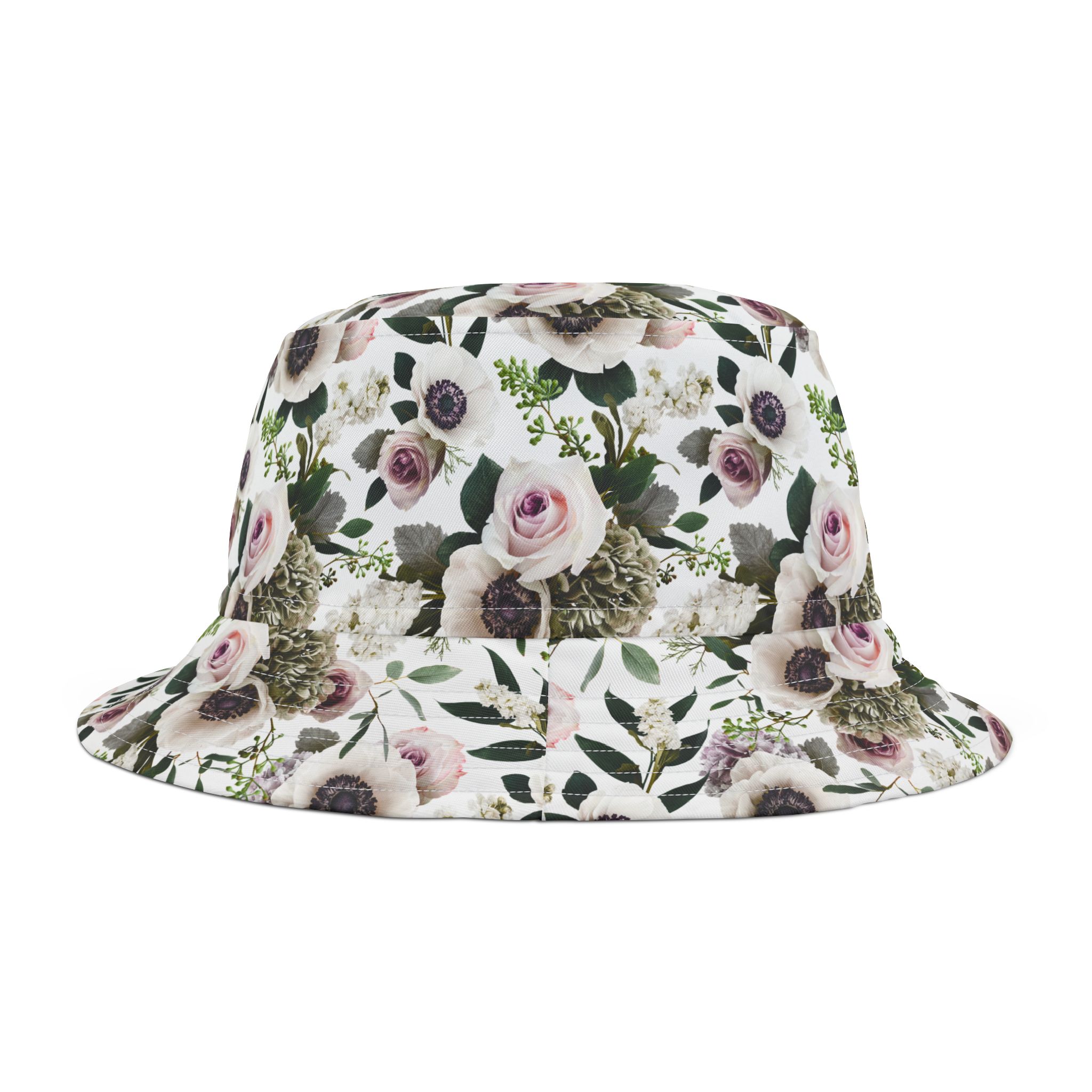 Sophisticated White Moody Floral Print Bucket Hat (S.e.P.T.™) - Image 2