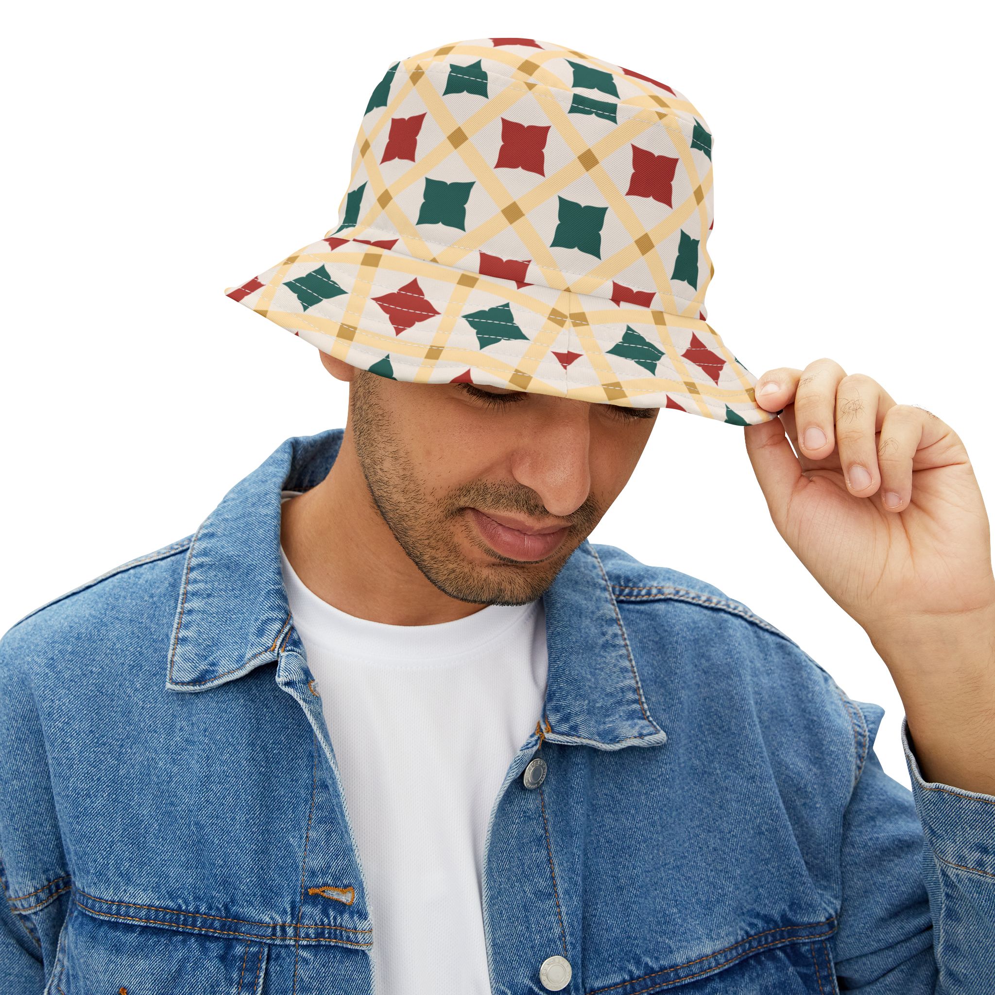 Holiday Geometric Quilt Pattern Bucket Hat (S.e.P.T.™) - Image 8